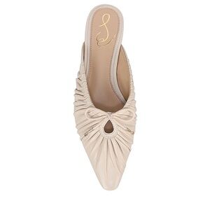 Sam Edelman Julia Pointed Toe Leather Flat Mules Ivory Size 8